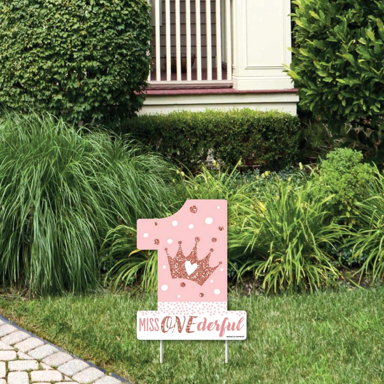 Big Dot of Happiness 1st Birthday Little Miss Onederful - Outdoor Lawn Sign - Girl First Birthday Party Yard Sign - 1 Piece